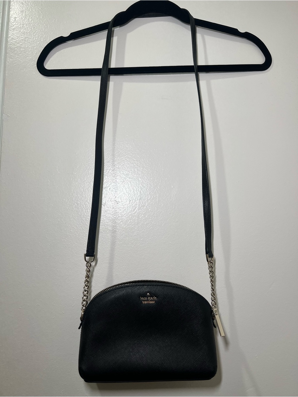 kate spade Black Crossbody Dome Shoulder Bag with Chain Strap